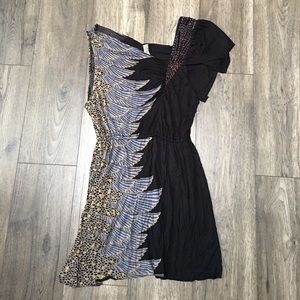 Free people beaded asymmetrical shoulder dress